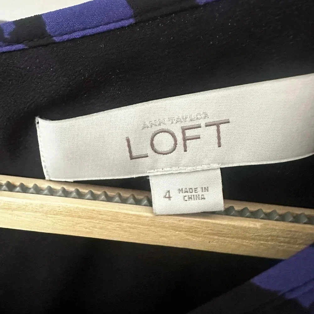 Ann Taylor Loft Purple & Black Sleeveless Pleated A-Line Midi Dress Size‎ 4 - Picture 6 of 7